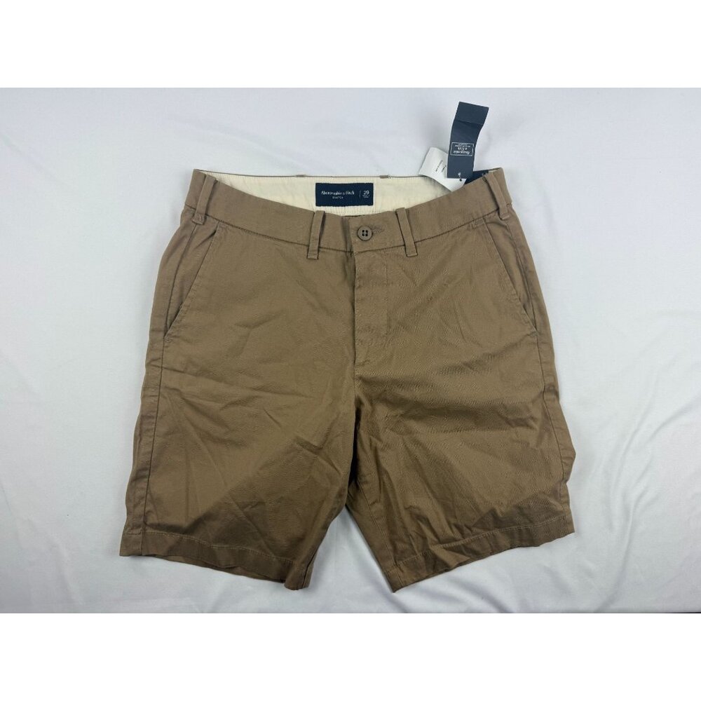 NWT Abercrombie & Fitch Khaki Tan 9" Inseam Men's Stretch Chino Shorts Size 29